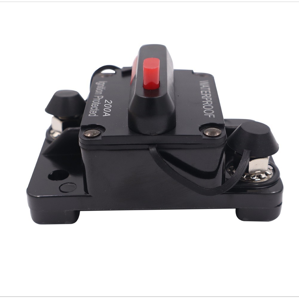 Innovative Push Button Manual Reset on a 200A DC Circuit Breaker Holder