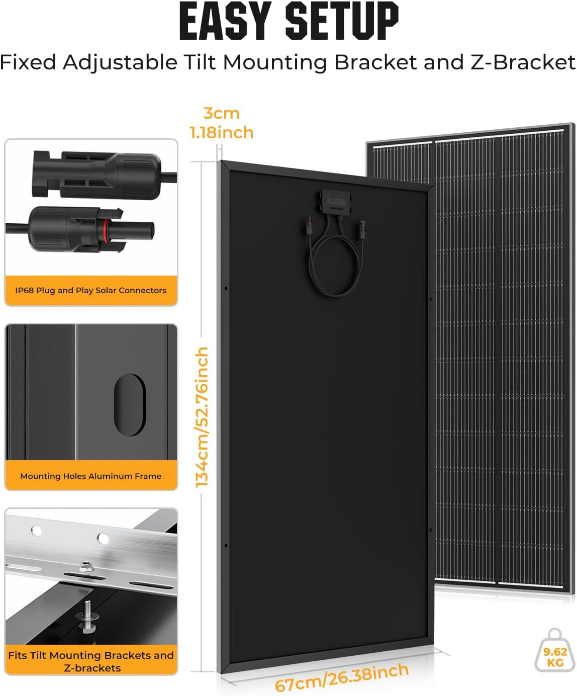 200 Watt Solar Panel 18BB, 25% High Efficiency, N-Type 12V 200W Solar Panel, Mon