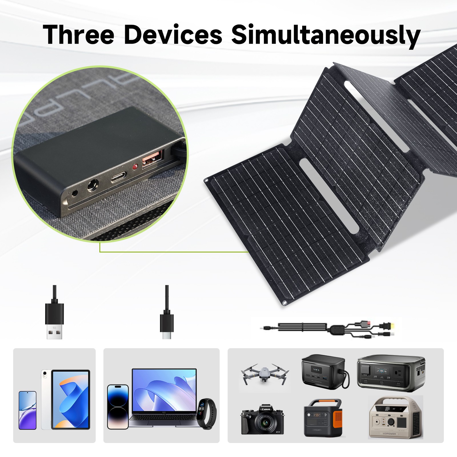 ALLPOWERS Portable Solar Panel 60W Foldable Solar Panel Charger for Camping Fish