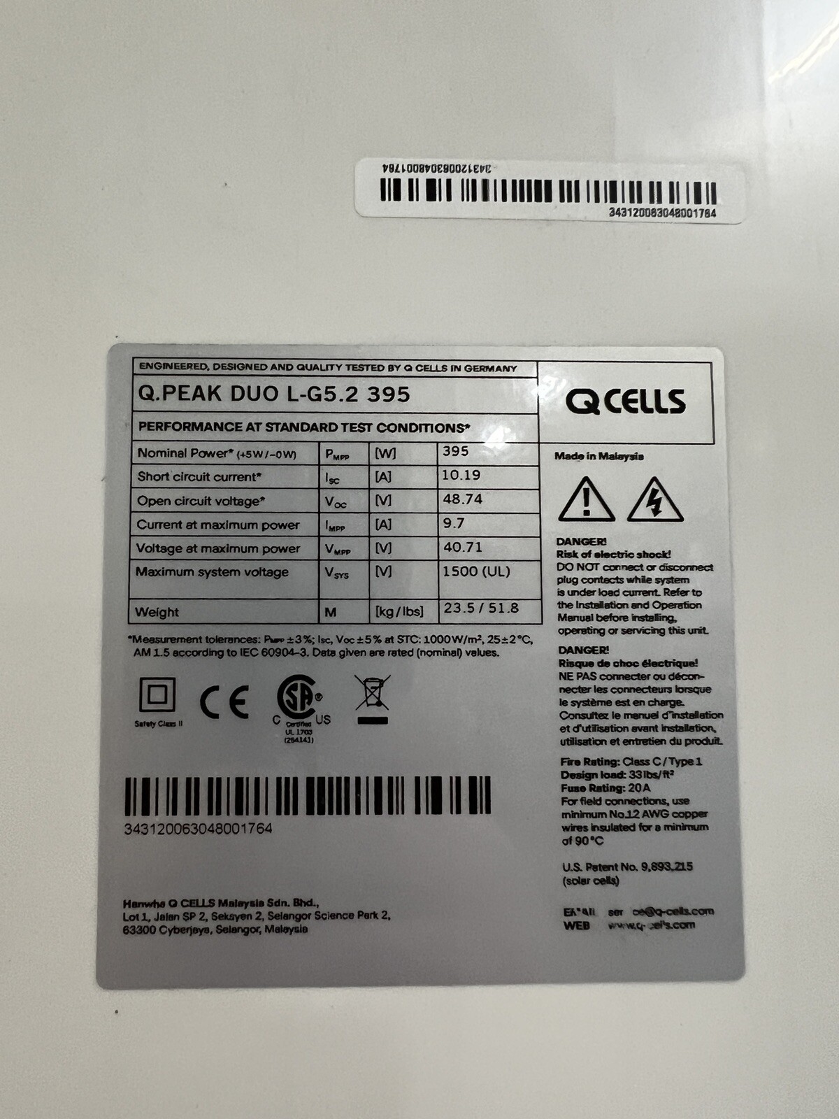 Q CELLS 395W MONO SOLAR PANEL – Q.PEAK DUO L-G5.2 395
