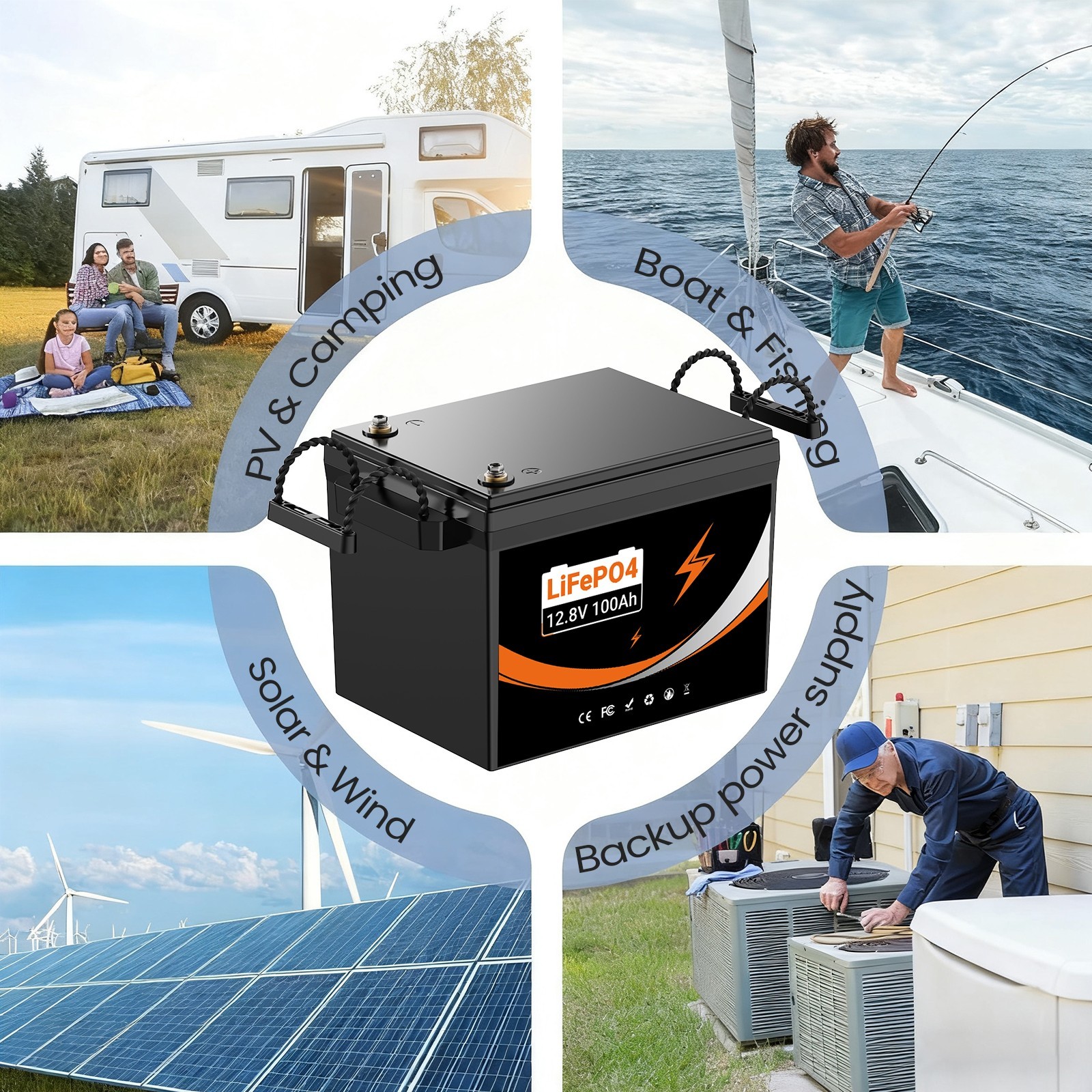 12V/24V 100AH 300AH LiFePO4 Battery for RV Marine Solar Home Energy Wohnmobil