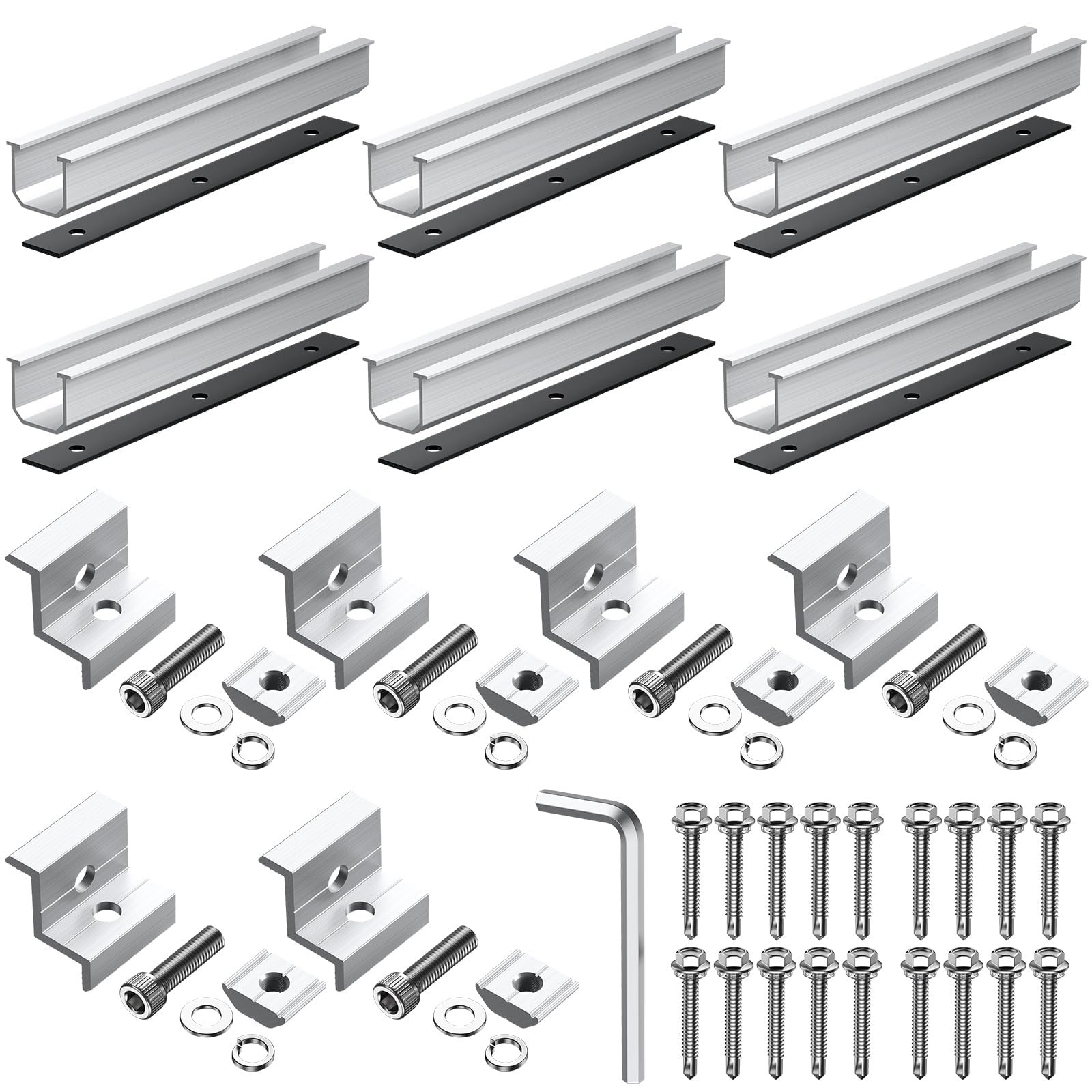 Anbte Solar Panel Bracket Kit, 6 Pcs 7.87 in Aluminium Solar Panel Mounting Rail