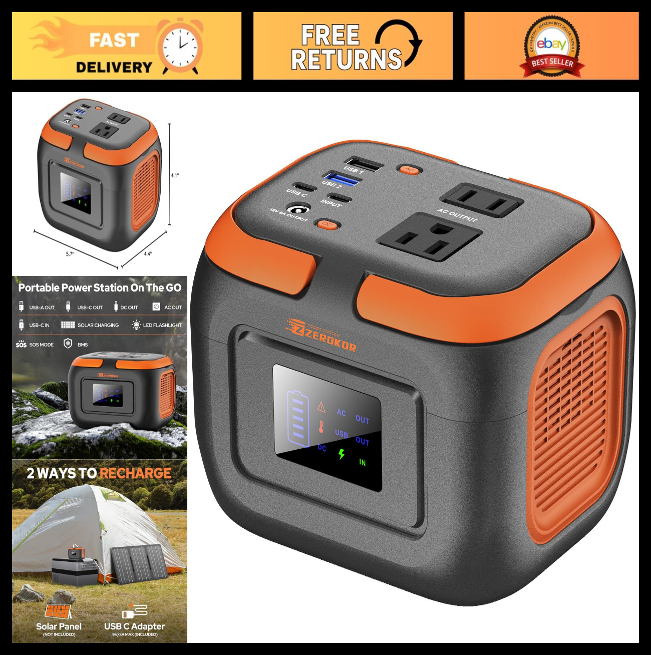 120W Portable Power Station & Generator – 97.6Wh Battery Pack for Camping, Home,