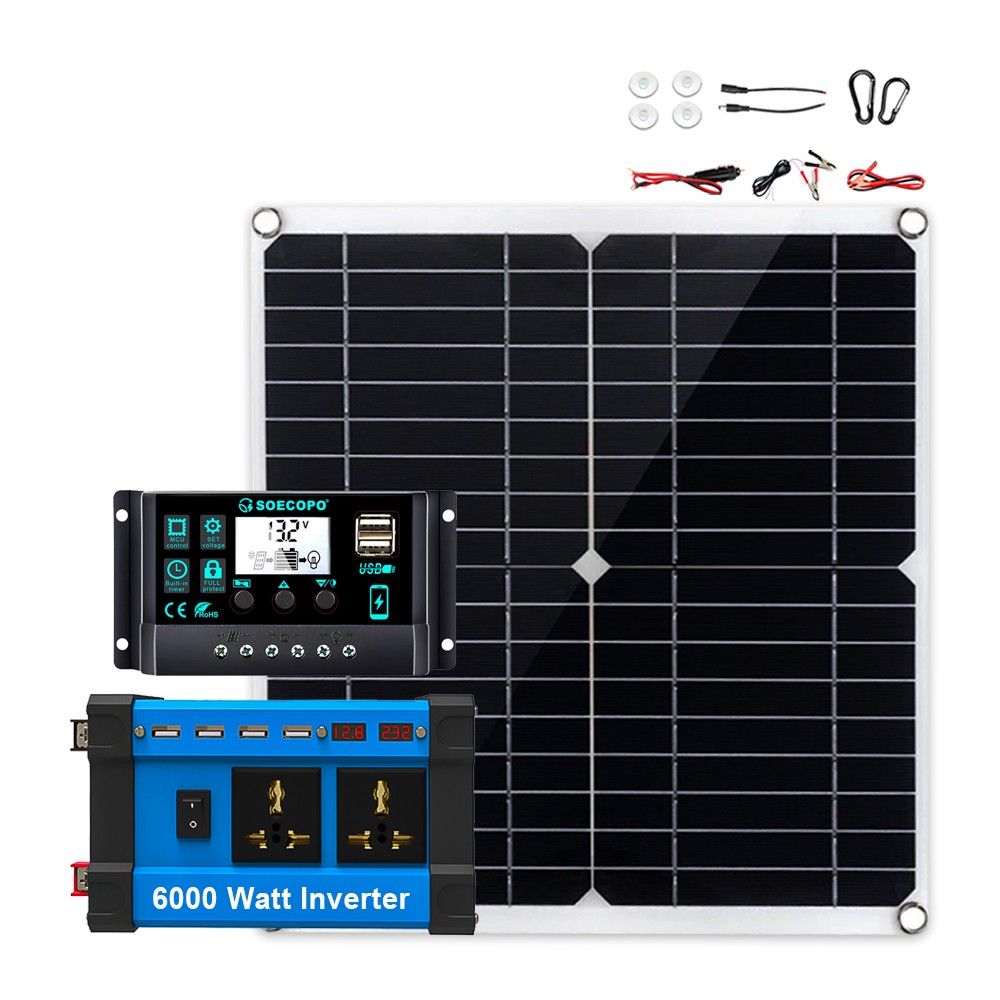 6000W 110V 100A Solar Panel Kit Complete Solar Power Generator Home Grid Systead