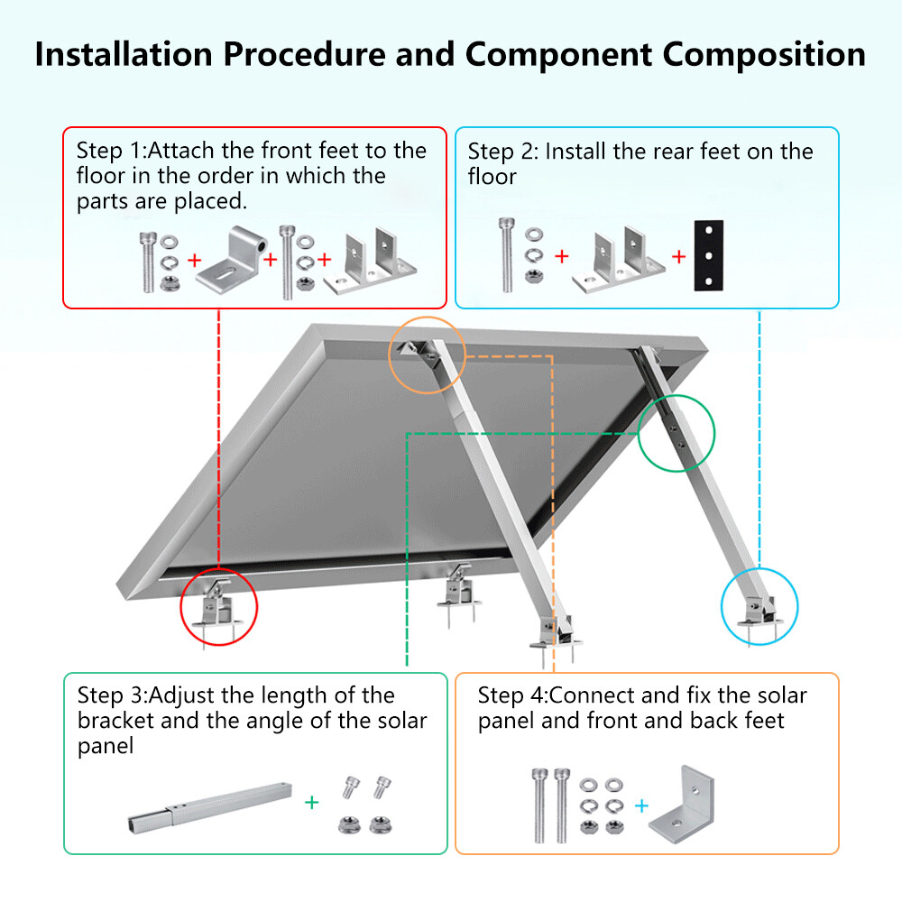 2/4/6x Roof Adjustable Solar Panel Mounting Brackets Kit System for Solar Panels