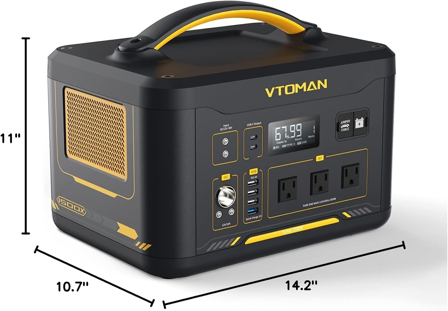 VTOMAN Jump 1500X Portable Power Station 1500W (3000W Peak), 828Wh LiFePO4 (LFP)