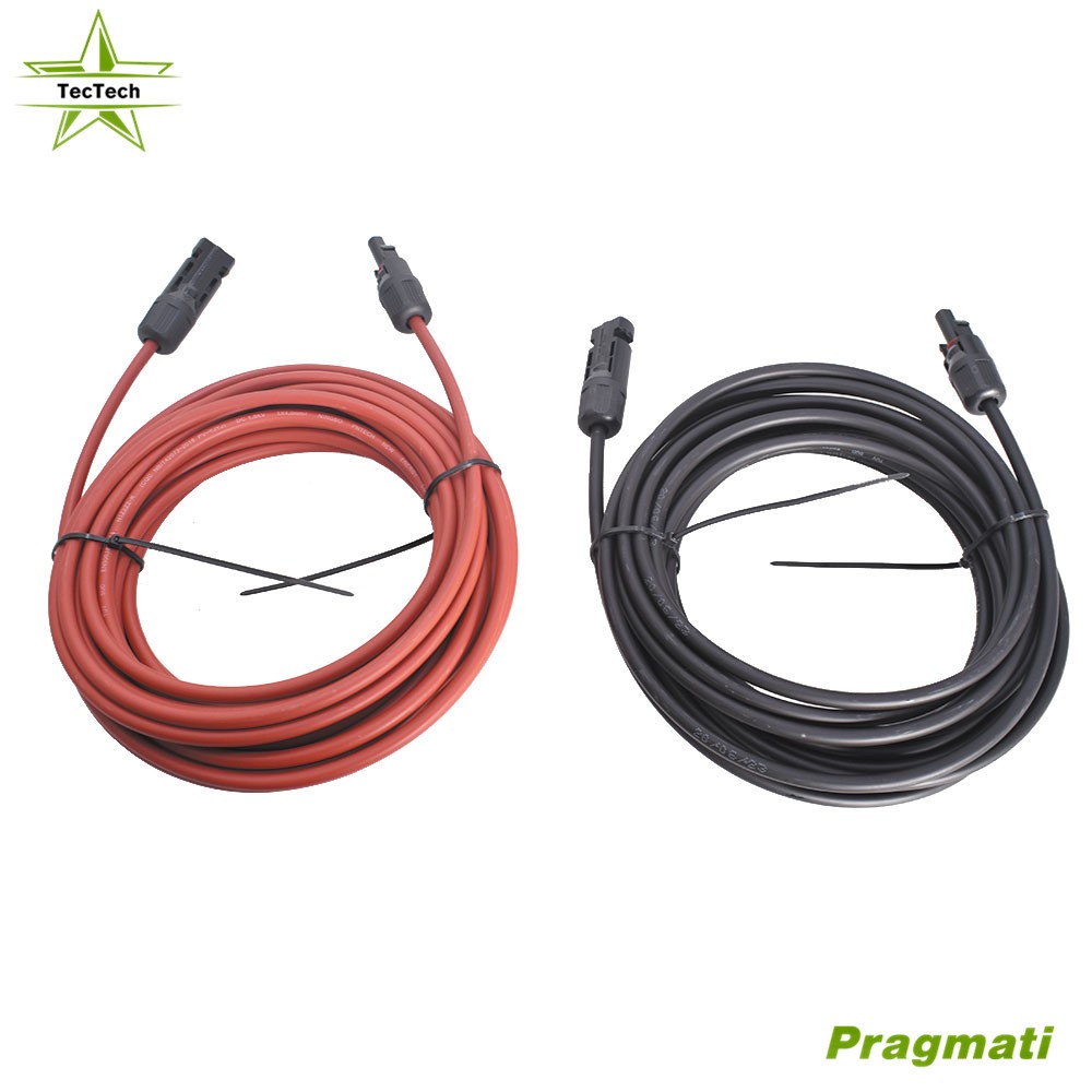 10/12 AWG 1 Pair Black + Red Solar Panel Extension Cable Wire Connector