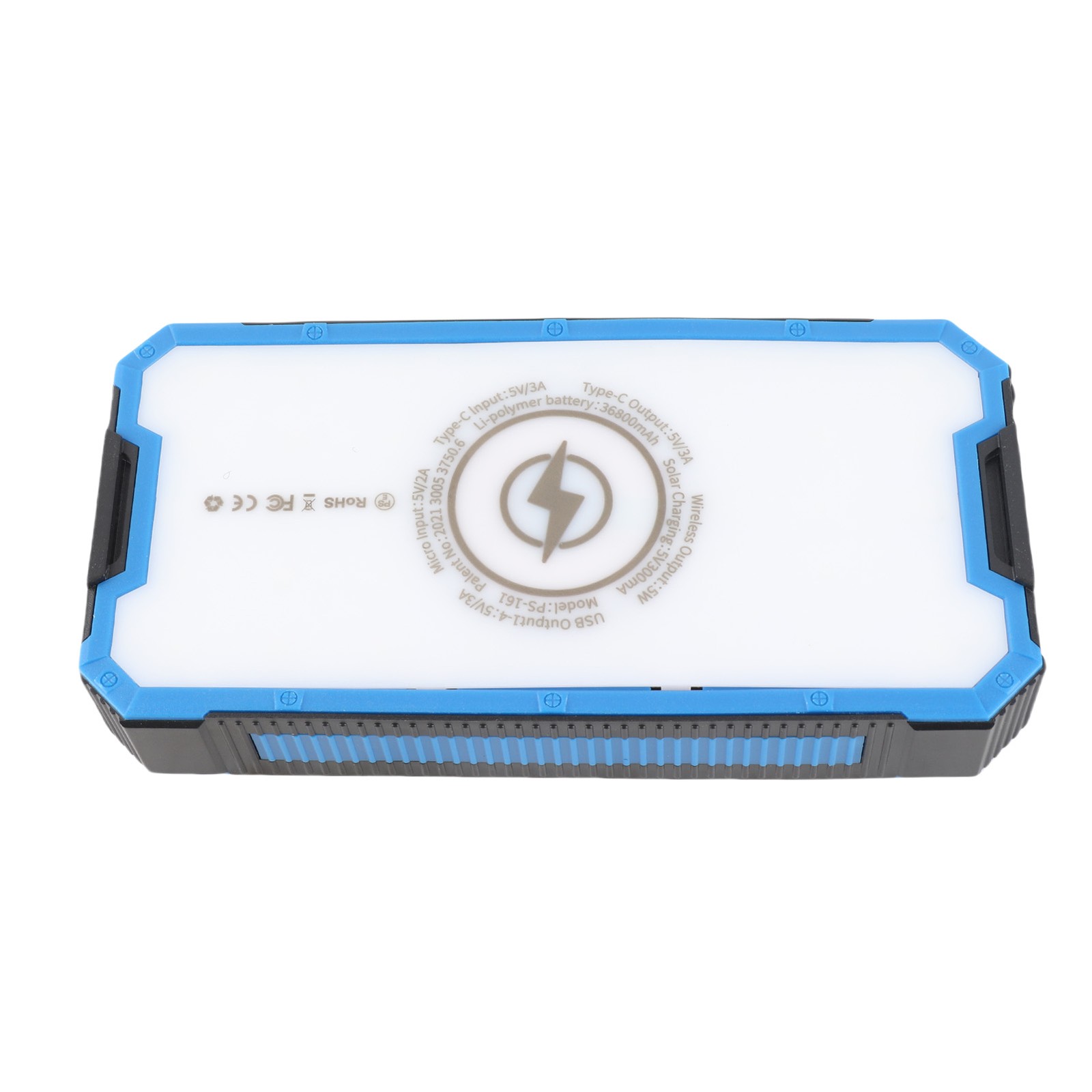 Solar Power Bank 36800mAh 34LEDs 4 USB Output Type C Micro Input Solar External