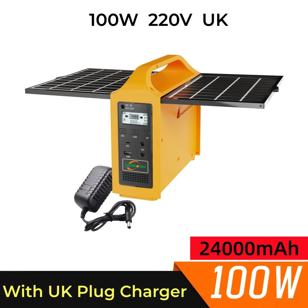 100W Portable Solar Power Station Generator Output AC 220V 110V Lifepo4 Power Ba