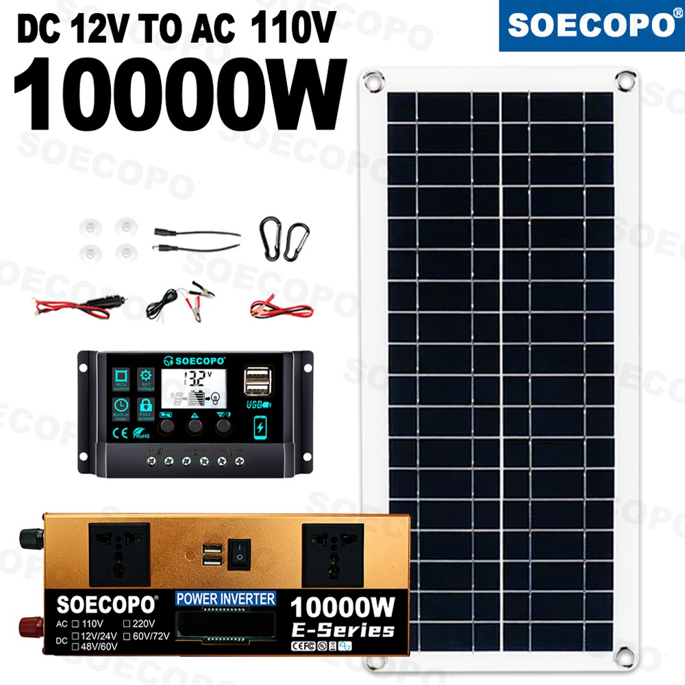 10000W Power Inverter Solar Generator w/ 200W Solar Panel Home Complete US STOah