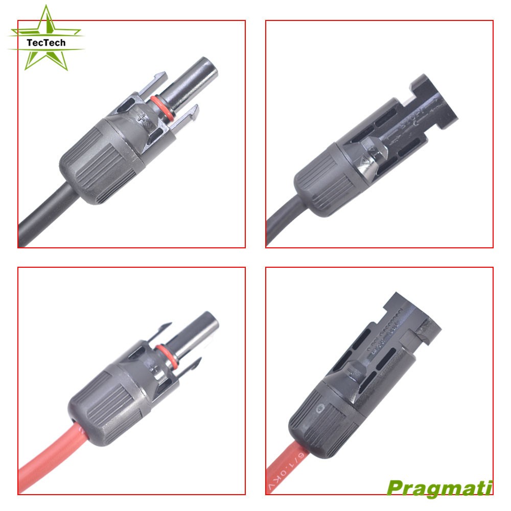 10/12 AWG 1 Pair Black + Red Solar Panel Extension Cable Wire Connector