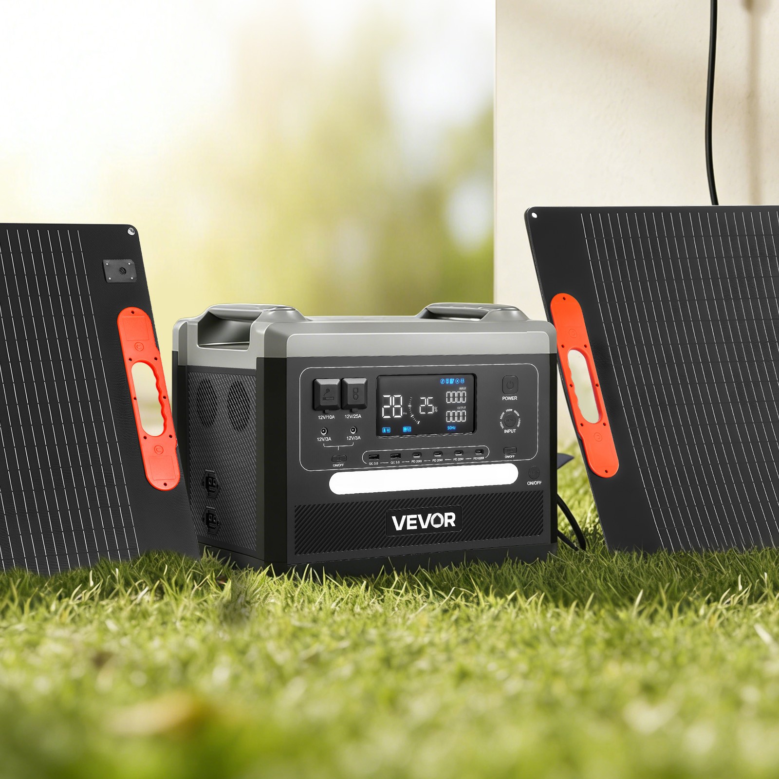 VEVOR Portable Power Station 2400W 2160Wh with 2PCS 200W Foldable Solar Panels