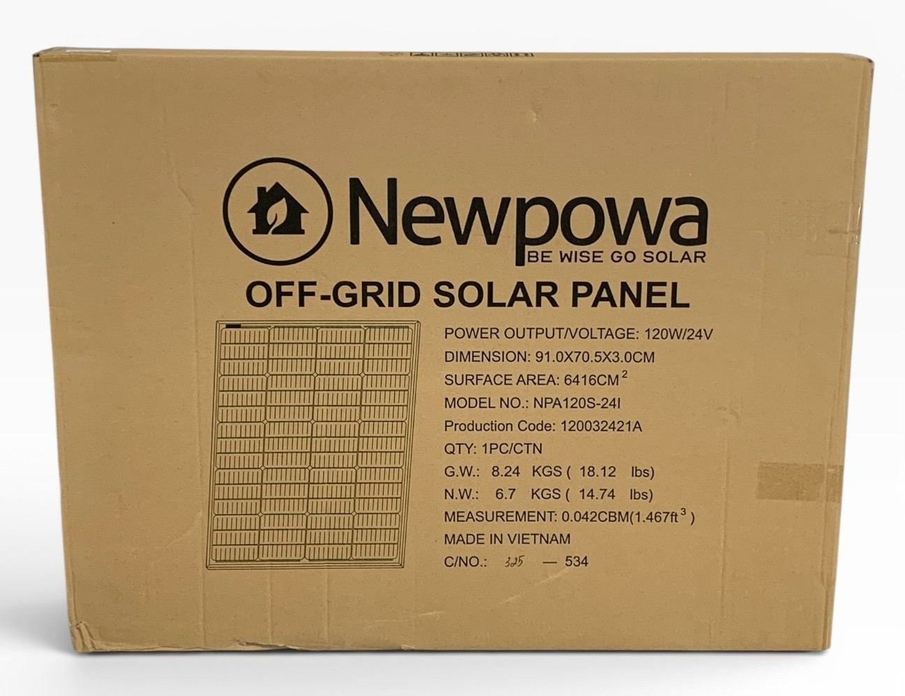 Newpowa NPA120S-24I 120W Monocrystalline 24V Off-Grid Solar Panel