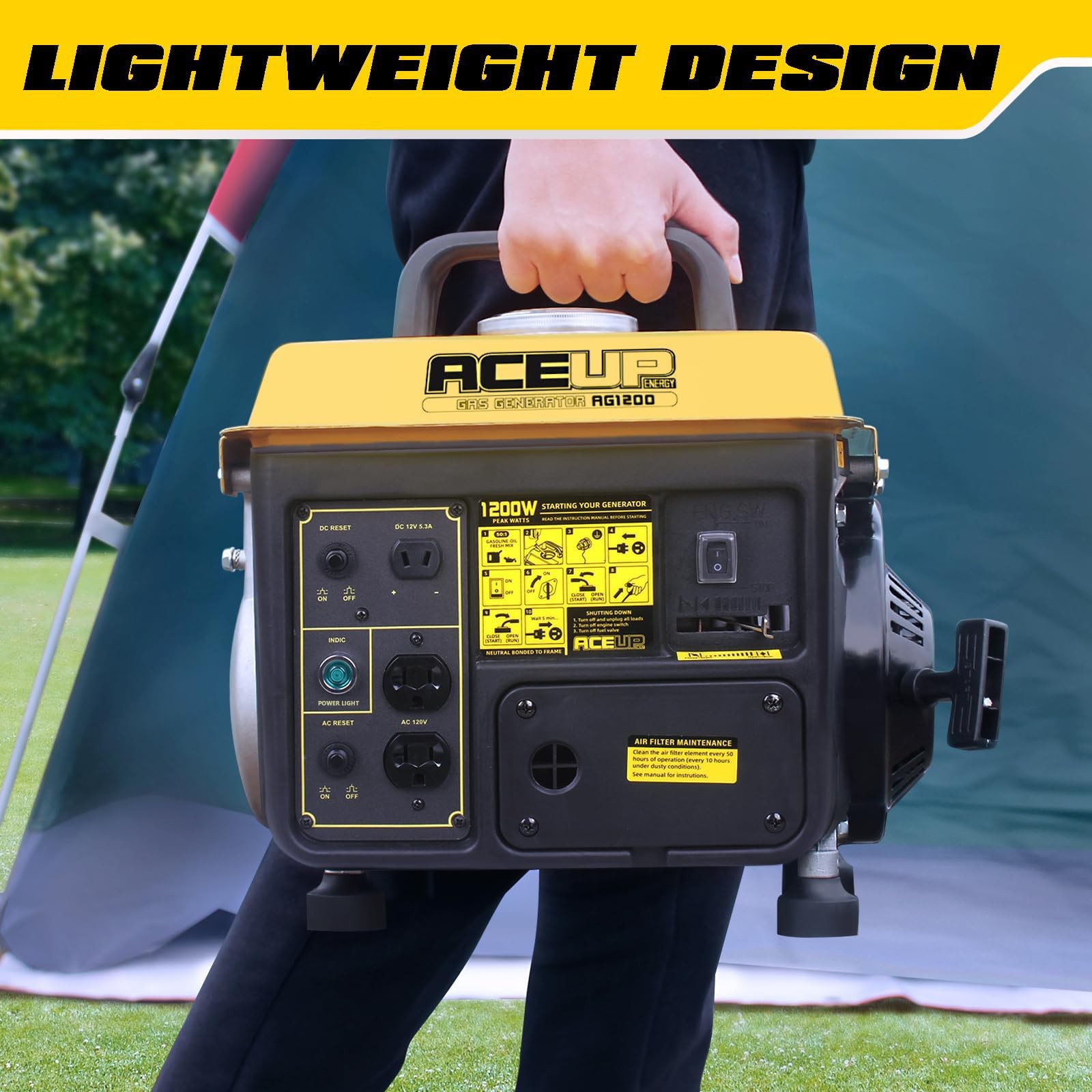 1,200W Gas Powered Generator, Small Portable Generator for Home Use Ultraligh…