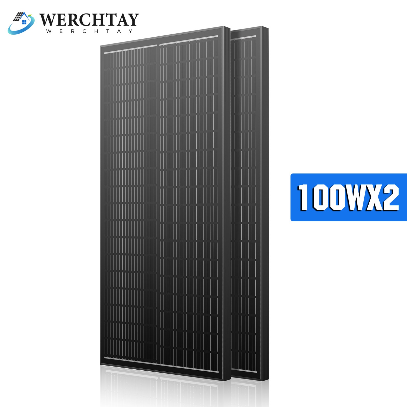 12V 200W (100W*2) Solar Panel Mono 18BB PV Battery RV Home Boat Off Grid