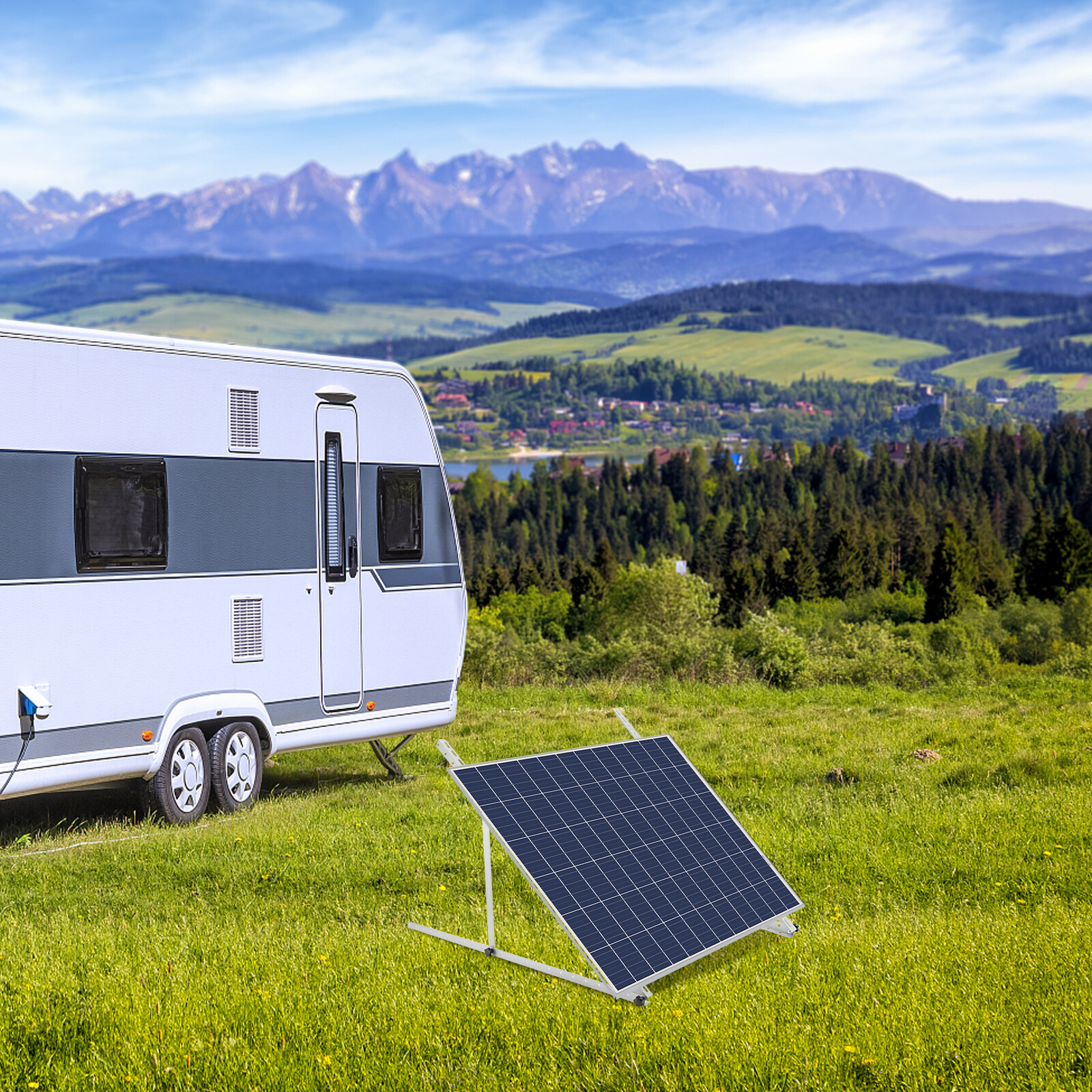 45″ Adjustable Solar Panel Brackets Tilt Mount Frame Rack 0-90° for Boat RV Roof