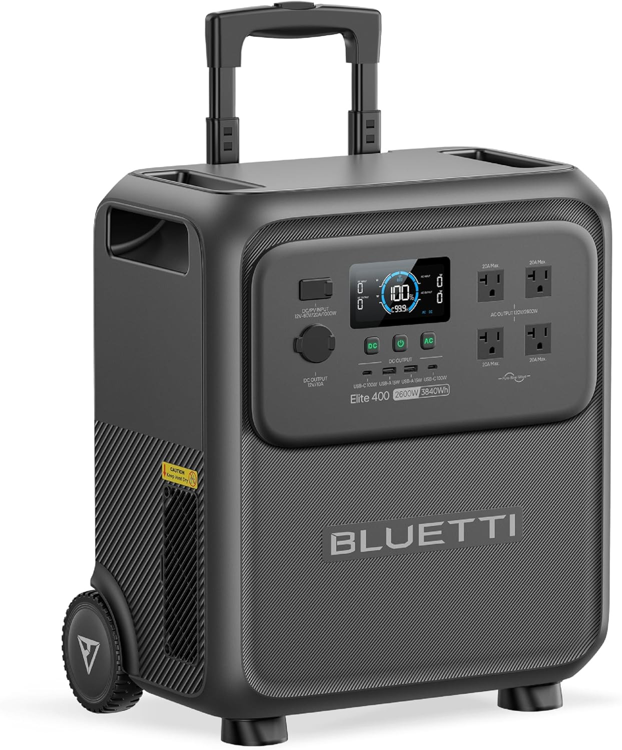 Elite 400 Portable Power Station, 3840Wh LFP Batttery Backup with 2600W AC Outle