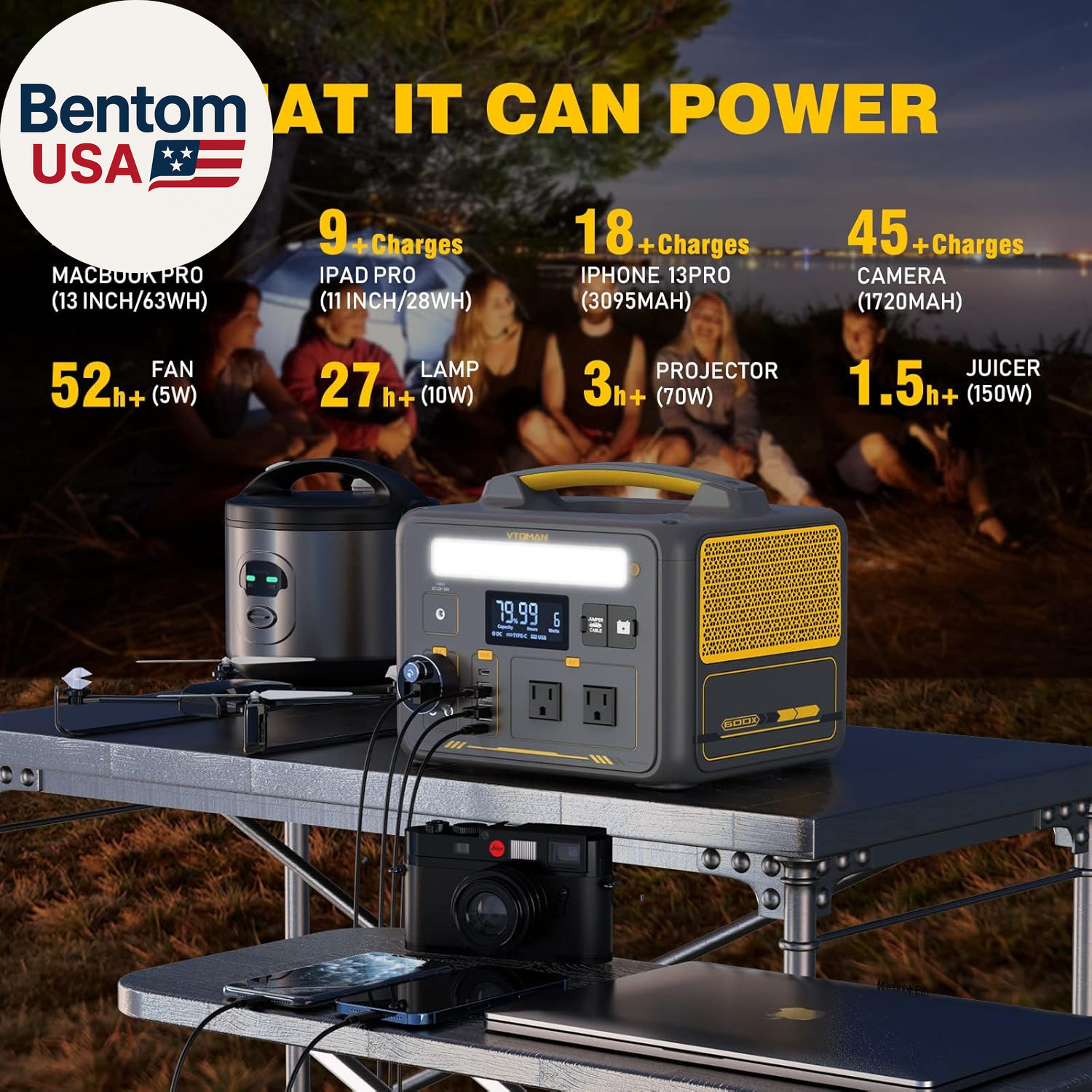 Jump 600X Portable Power Station 600W, 299Wh Solar Generator Lifepo4 Battery Pow
