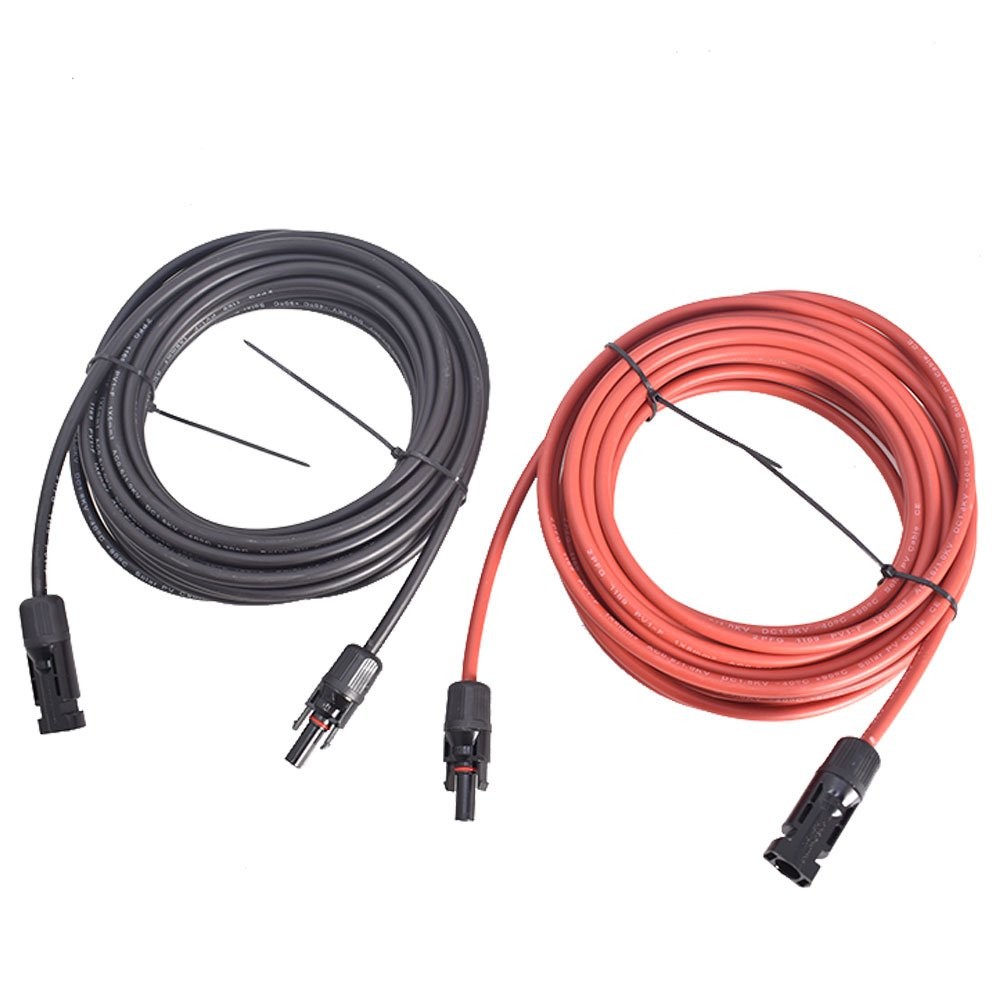 1 Pair 10AWG Black + Red 25 Feet Solar Panel Extension Cable Wire Connector