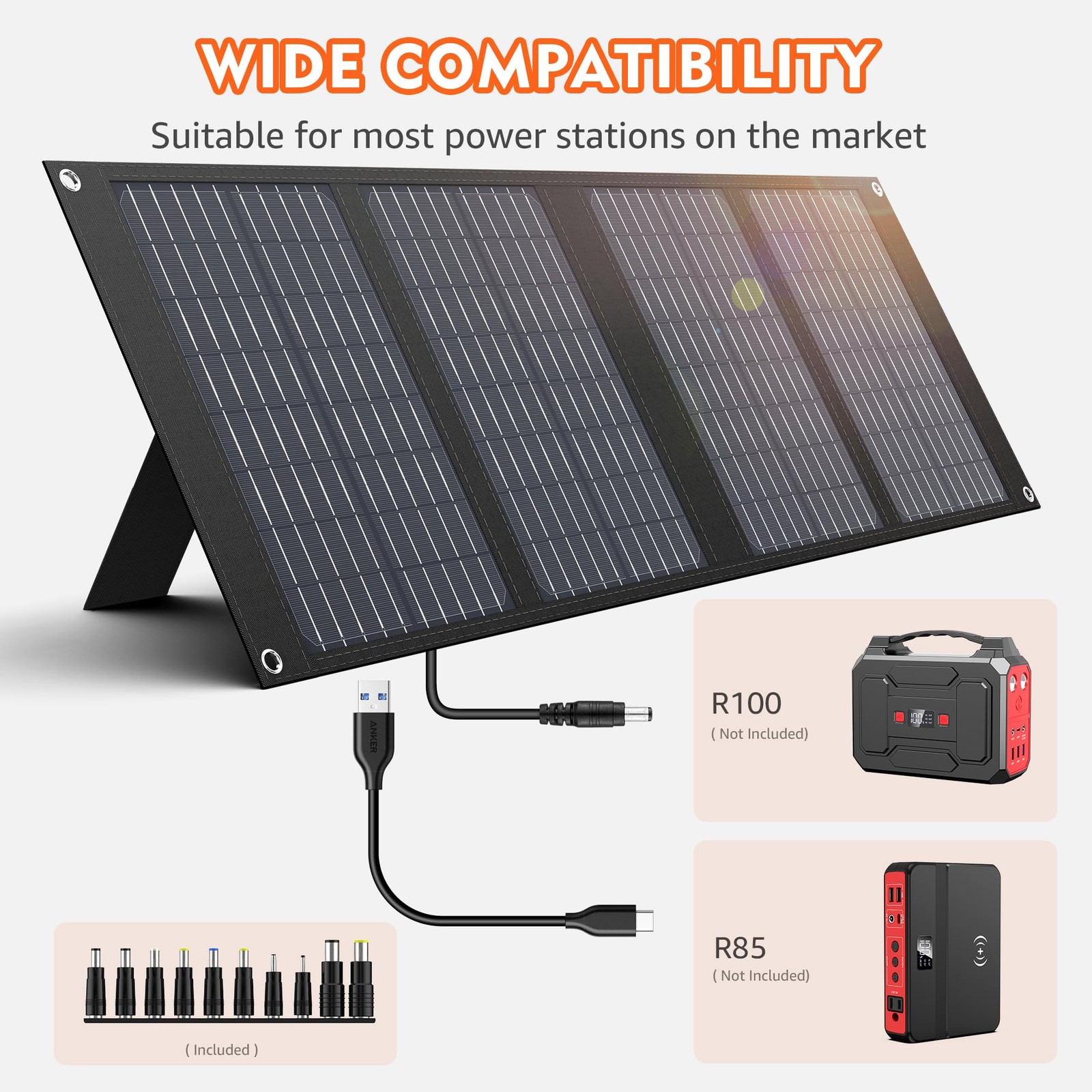 Portable Solar Panels 40W, Foldable Solar Panel Charger for 100-300W Portable…