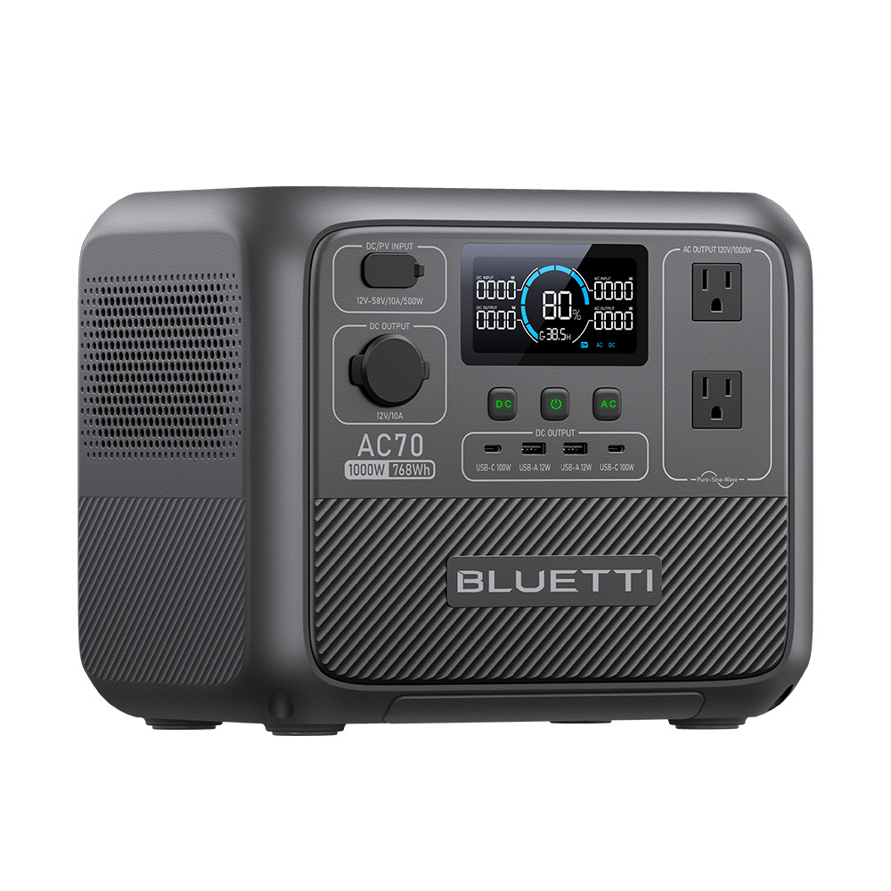 BLUETTI AC70 1000W 768Wh Portable Power Station LiFePO₄ Battery for Road Trip