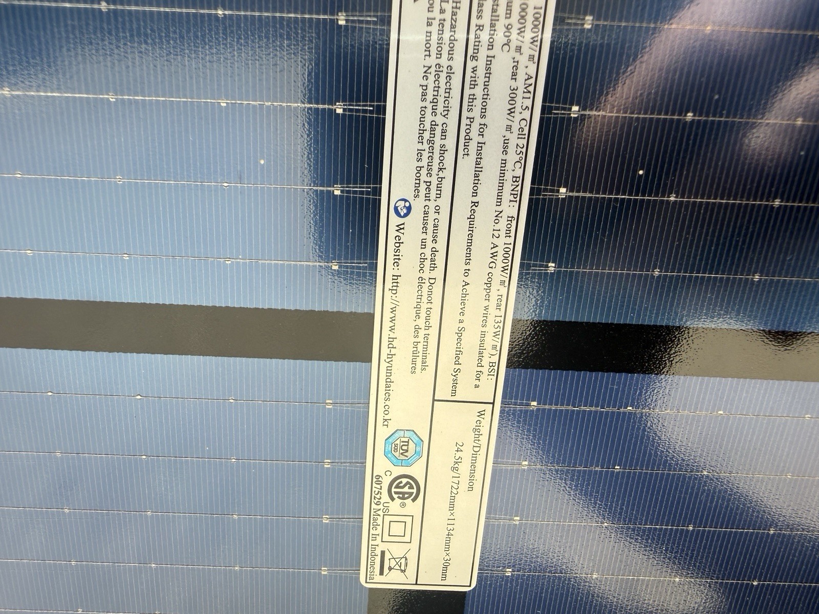 Hyundai Solar Panel HiN-T440 NF(BK). 440 Watt BiFacial Panels Brand New