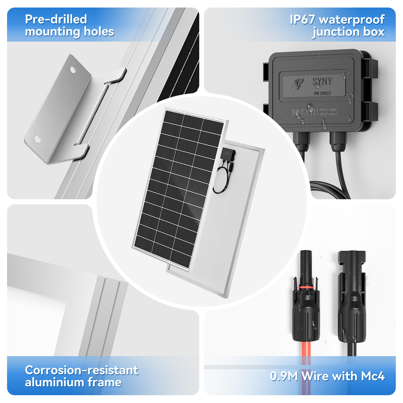 TATOODAA 200W Solar Panel 12V Mono Home Off Gird Battery Charging Power 200 Watt