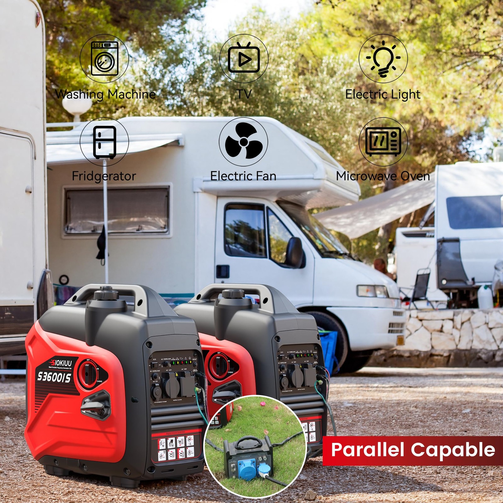 3600W Portable Generator Super Quiet Inverter Generator Ultra Lightweight for…