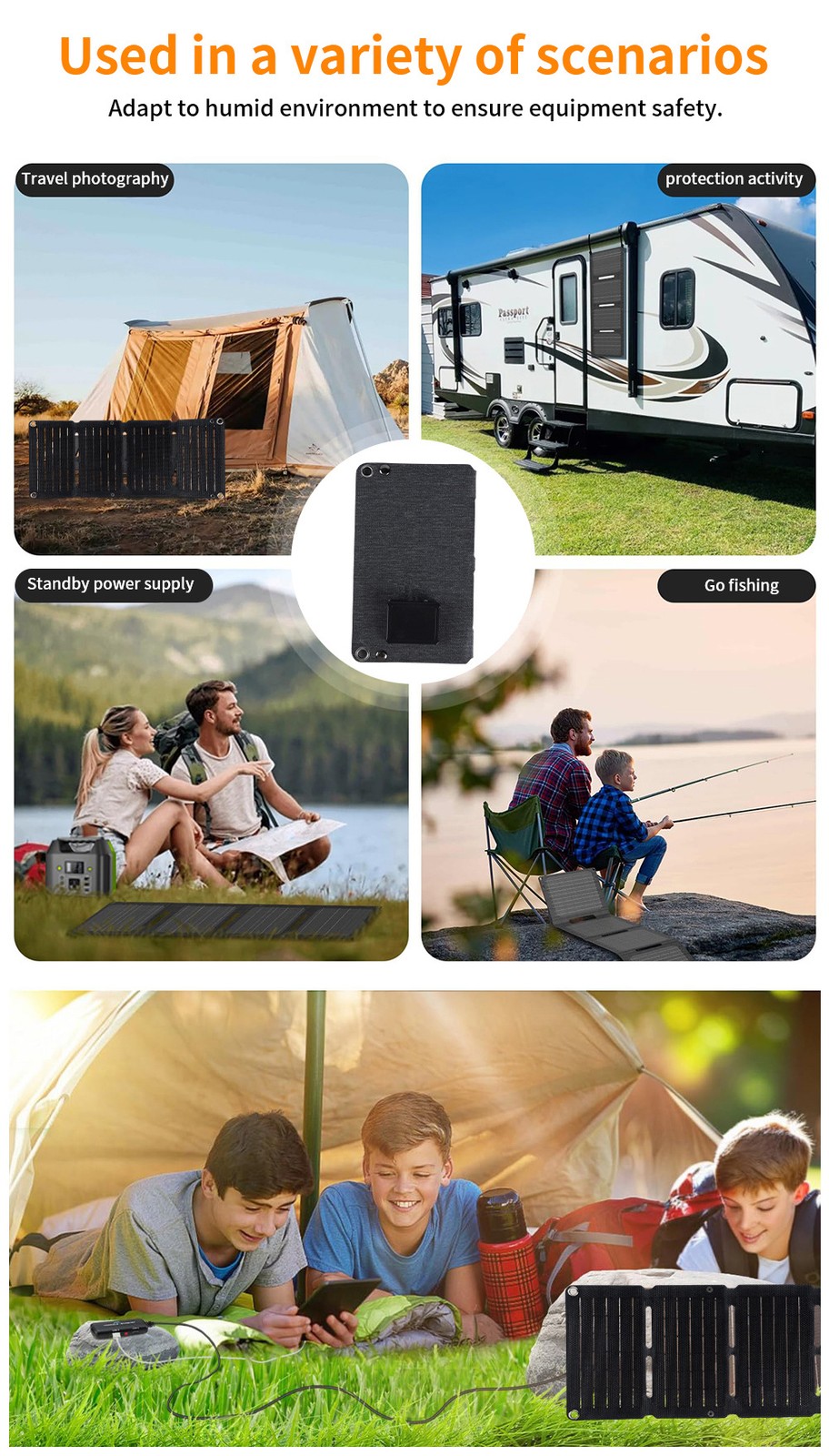 4-Fold Foldable 10W Solar Panel Portable Mobile Solar Panels Charger Dual USB 5V