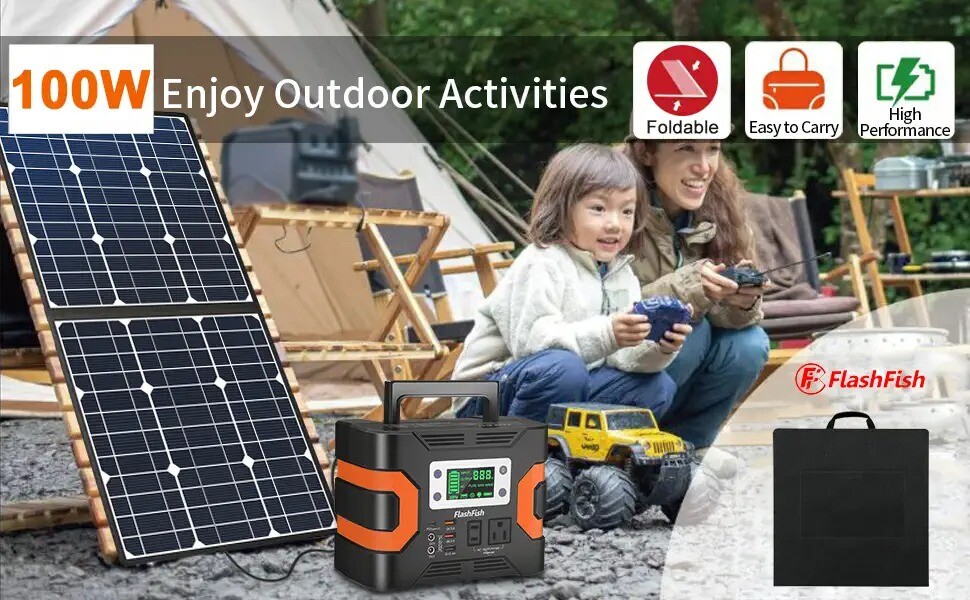 FlashFish SP18V100W Portable Solar Panel Foldable Solar Collector For Power Bank