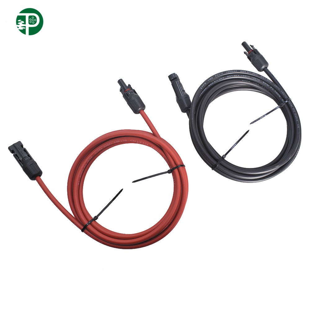 Black and Red Solar Panel Extension Cable Wire Connector 12/10 AWG 1 pair