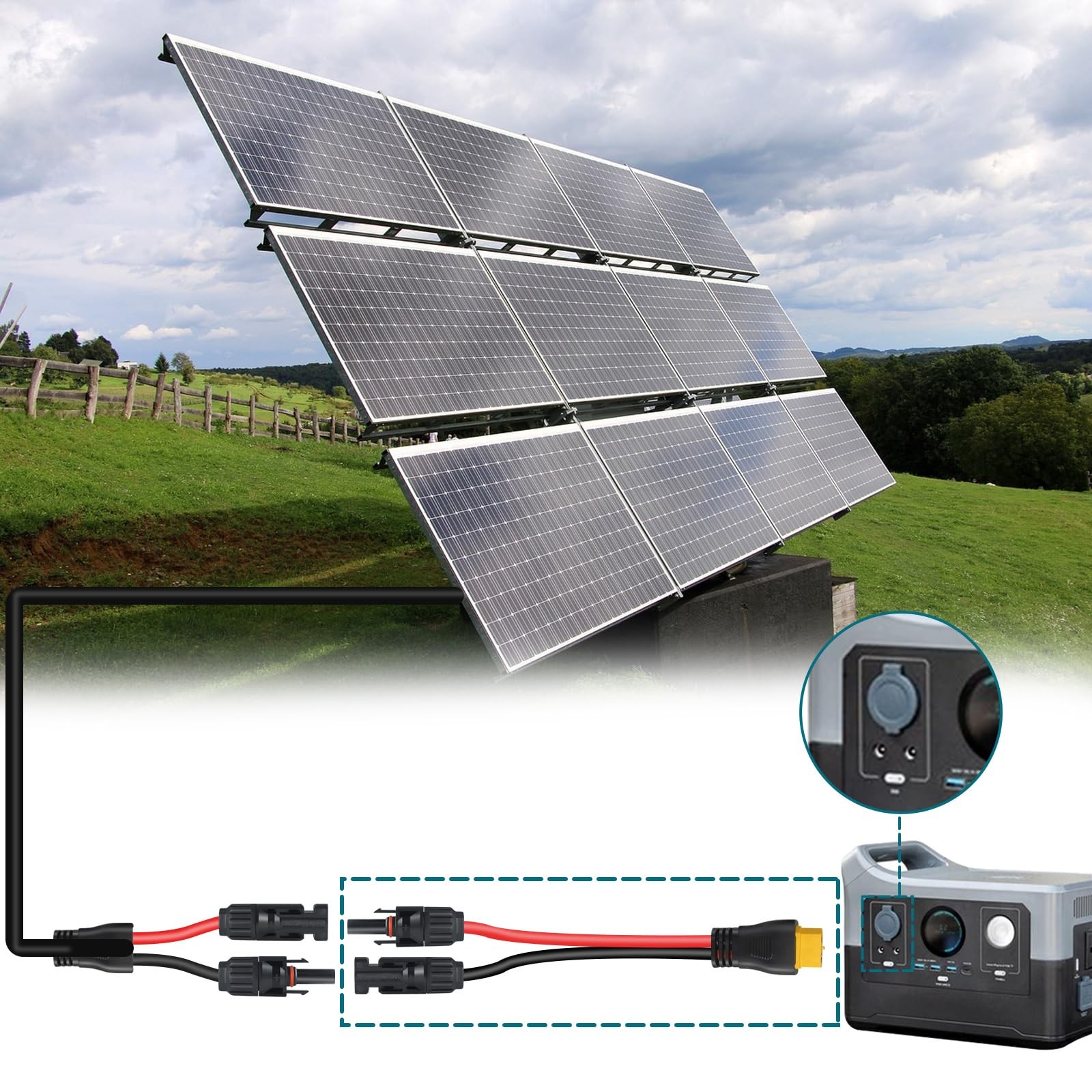 XT60 Connector, MC4 to XT60 Extension Charging Cable 2FT, Solar to XT60 Cable