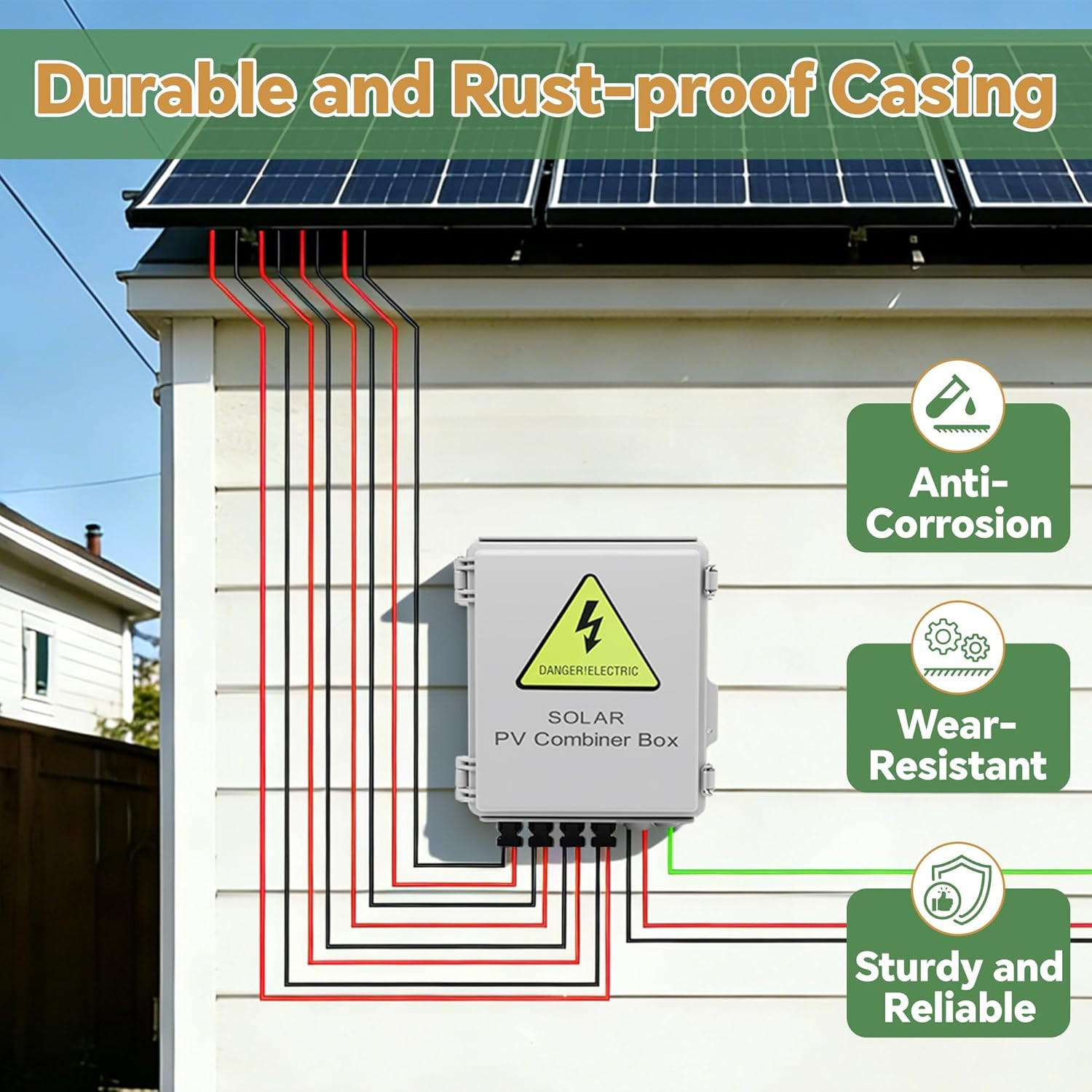 4 String Solar Combiner Box, IP65 Waterproof PV Combiner Box for On/Off Grid Sol