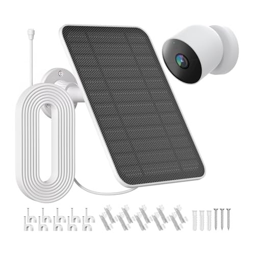Solar Panel for Google Nest Camera with Built-in 4000mAh Battery – Compatible
