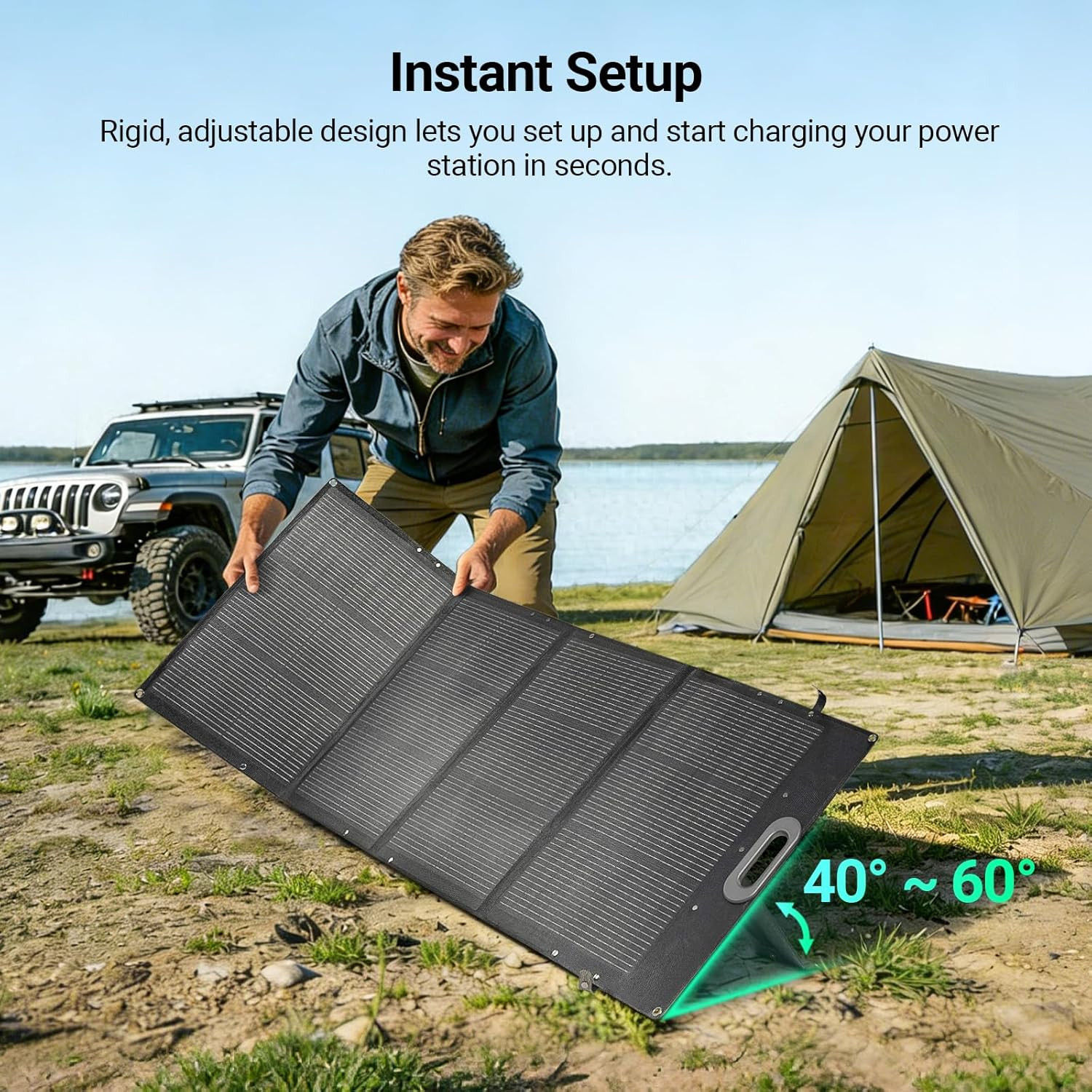200W Ultra-Light Portable Solar Panel for Power Station & Solar Generator, 25% H
