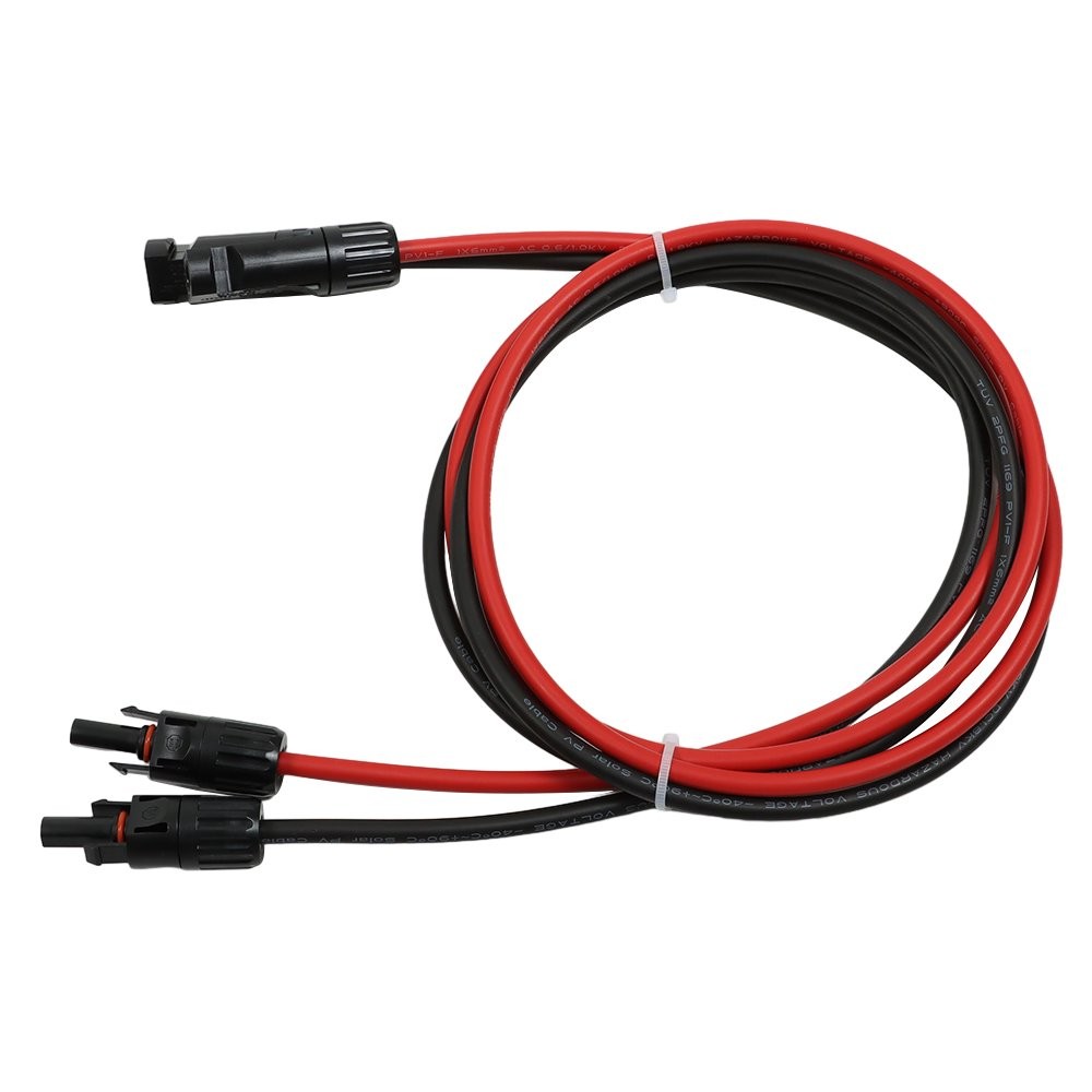 1 Pair 5ft 10AWG Black + Red Solar Panel Extension Cable Wire Connector