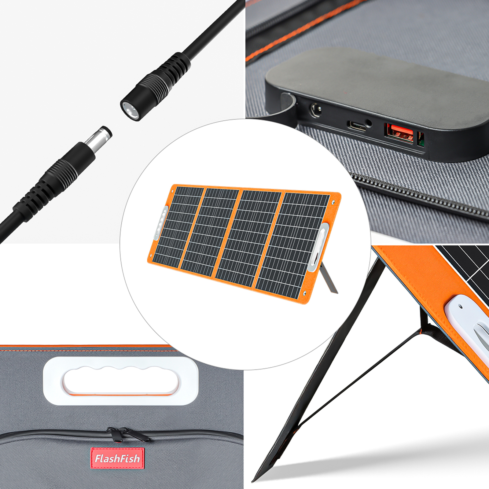 Flashfish 18V/100W Portable Solar Panel Foldable Solar Charger DC Output N3D8