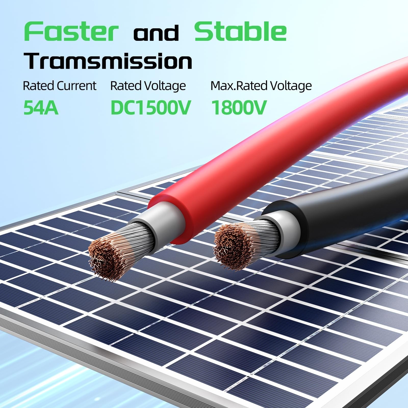 Solar Panel Wire 50Ft Black and 50Ft Red Kit, Bateria Power Solar Panel Exten…