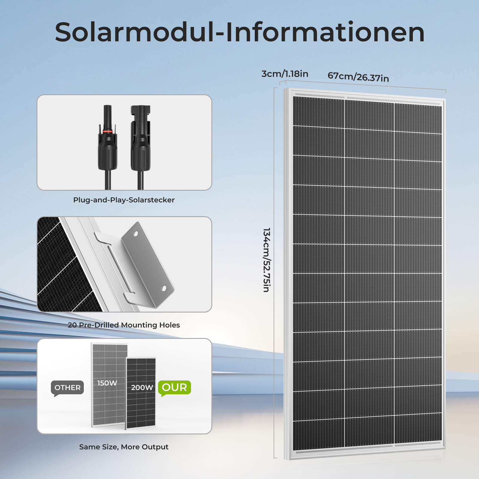 200W Watt Mono Solar Panel 12V Charging Off-Grid Battery Power RV Home Boat Camp