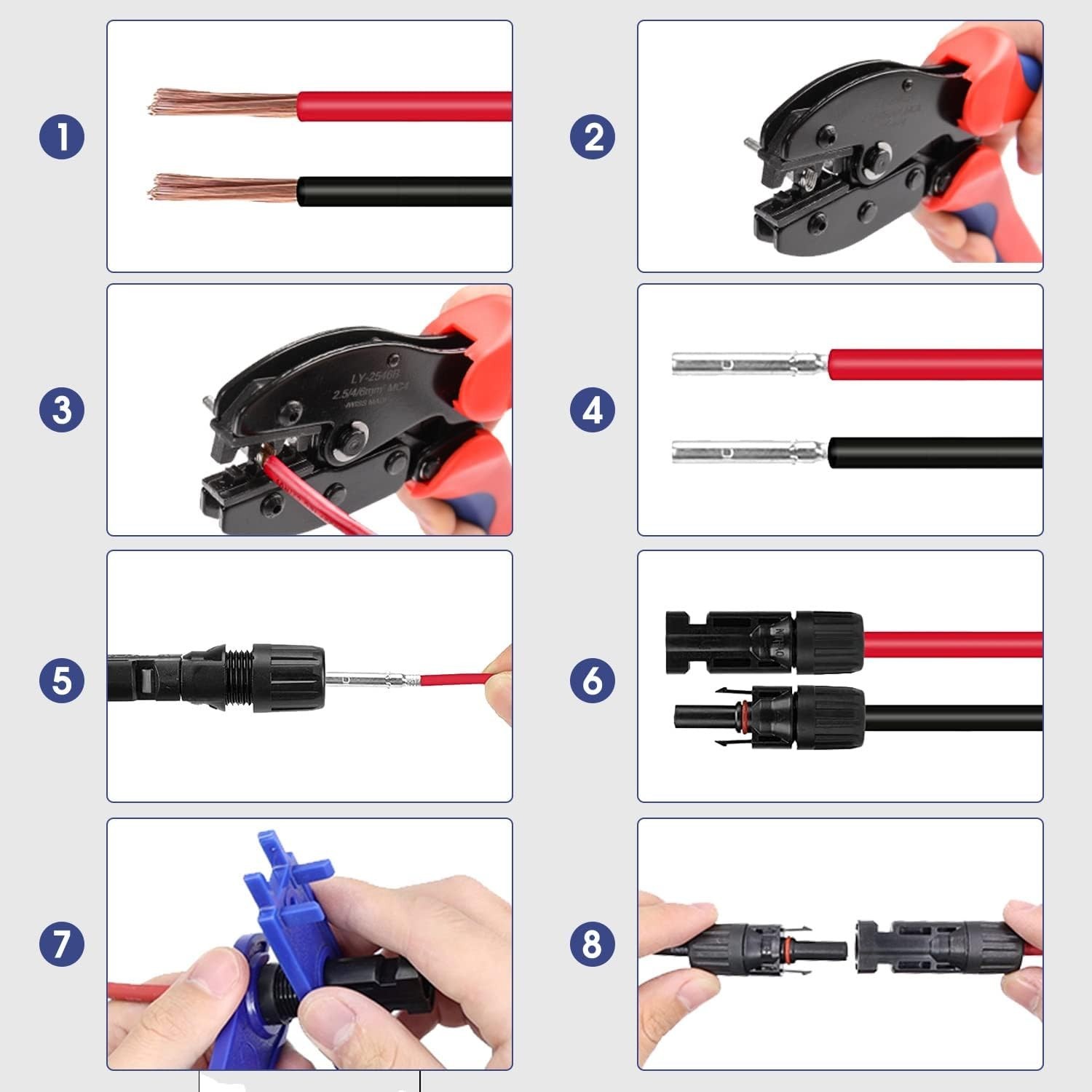 Solar Crimping Tool Kit for 2.5/4/6mm²/10-14AWG, with 12 Pairs Male Female So…