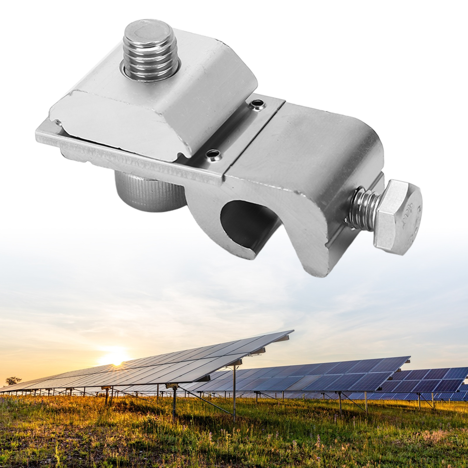 10Pcs Solar Panel Ground Clamp Aluminum Alloy M6 Lug PV Cable Coupling For Wire