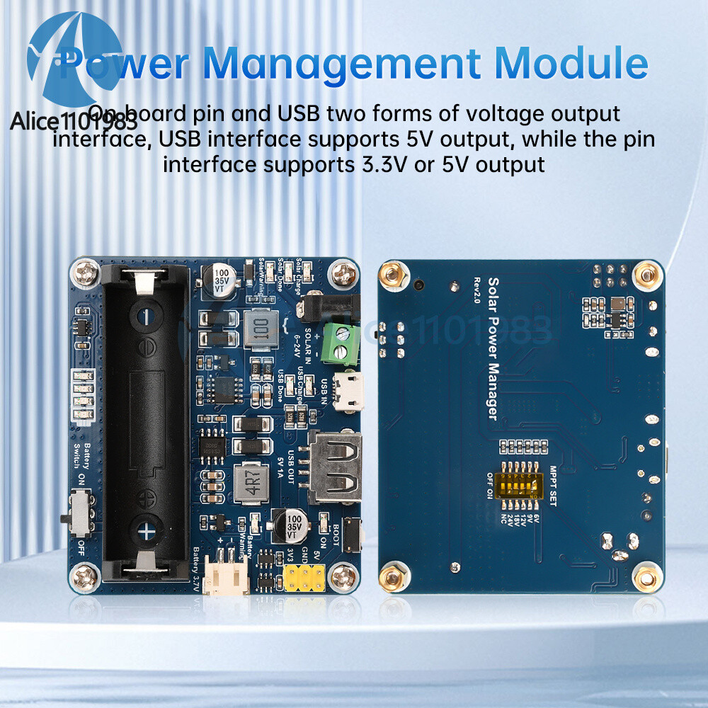 Power Manager Module for 6V~24V Solar Panel Support MPPT USB Battery Charging