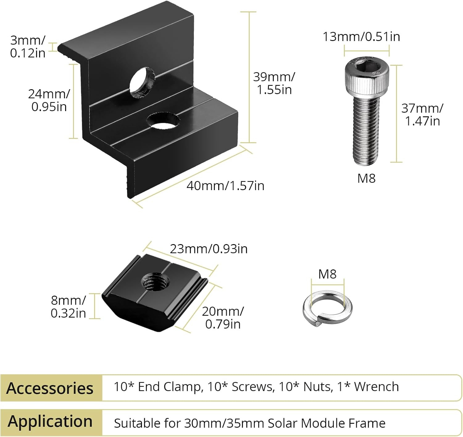 10Pcs Solar Panel End Clamp 30Mm/35Mm, Aluminum Z Brackets for Solar Panels …