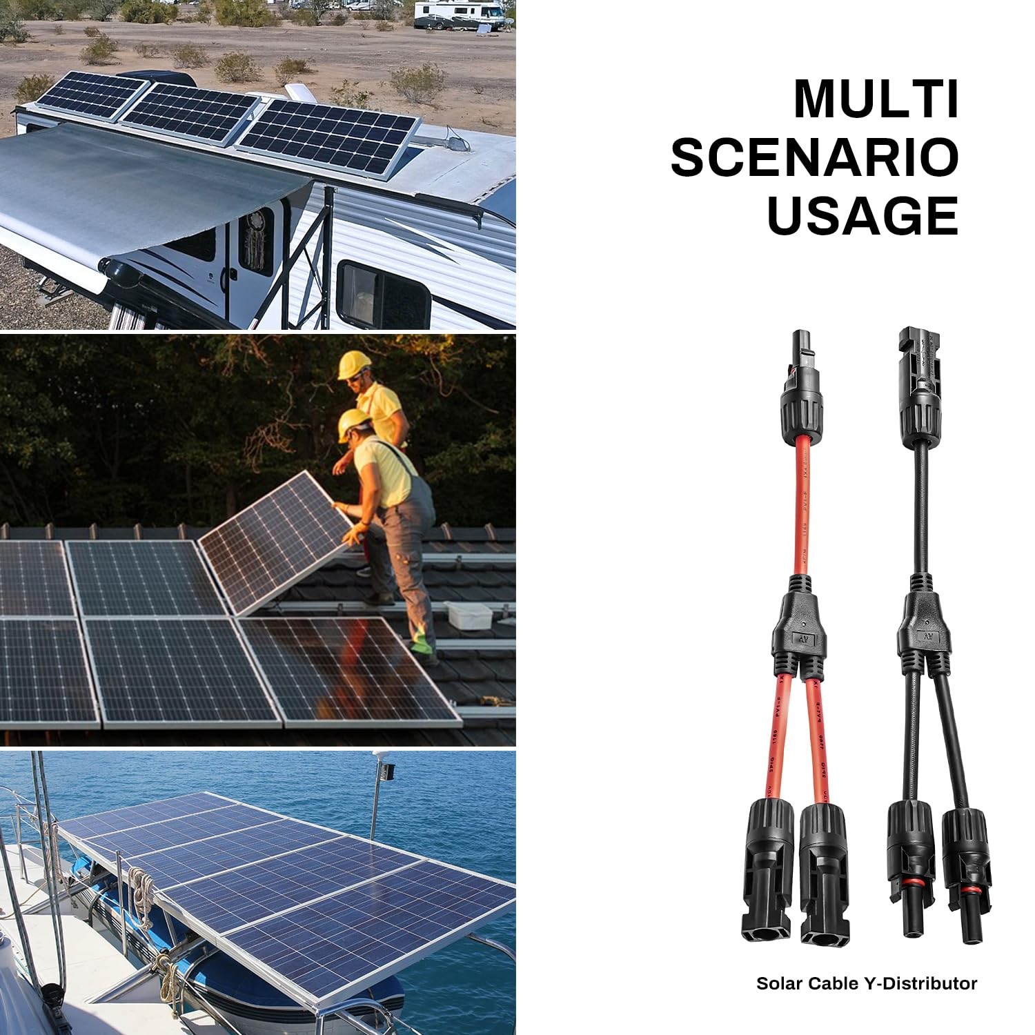 Y Branch Solar Connector MC4 Y Cables MMF FFM Solar Panel Connector Pair