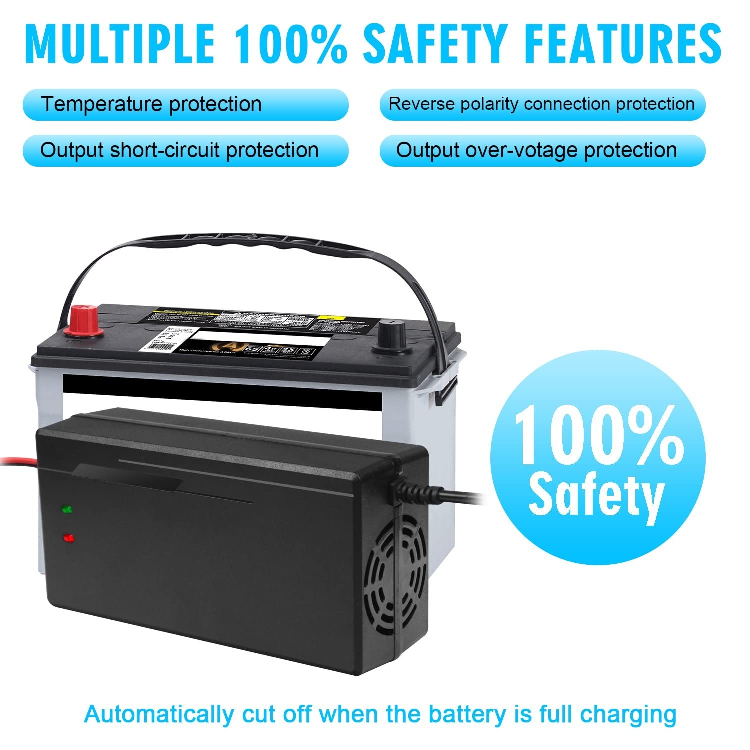 LiFePO4 Battery Charger 36V 10A Lithium Iron Phosphate Battery Smart 43.8V Ch…