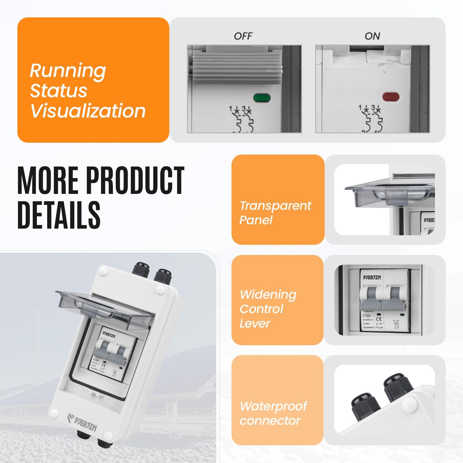 Solar Panels Disconnect Switch 10A 1000VDC PV Shut Off Switch Outdoor Circuit…