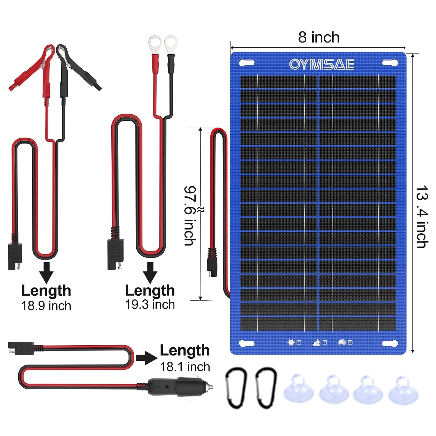 12V Solar Car Battery Charger 12W Portable Trickle Charger Main & Solar Power