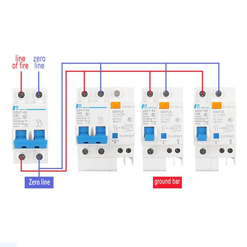 Circuit Breaker Air Switch Overcurrent Trip Type-C 16A/20A/32A/63A 2 P 220V
