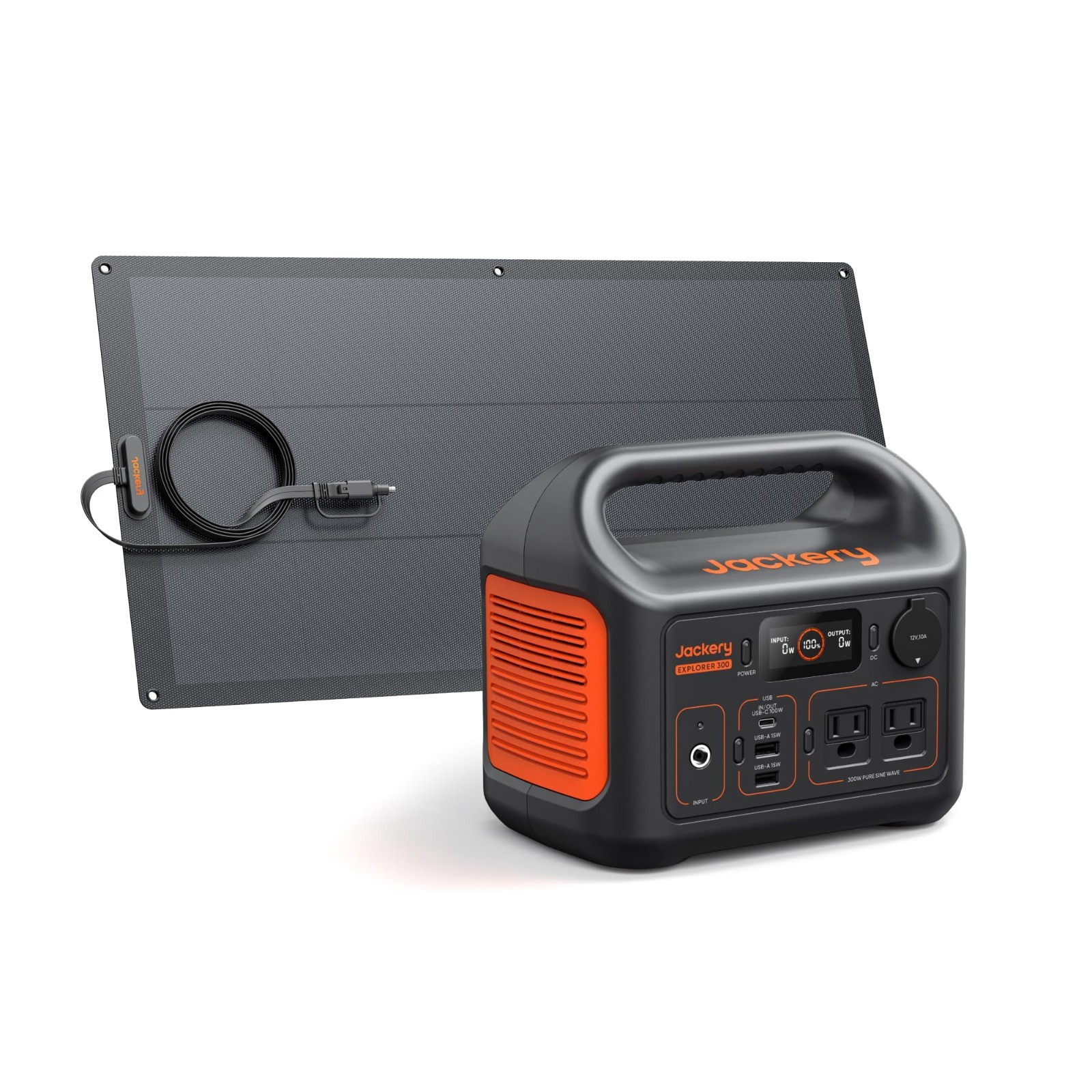 Portable Solar Generator 300W, 292Wh LiFePO4 Battery & 100W Solar Panel for RV,