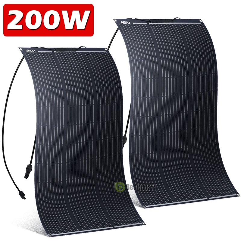 200W Semi-Flexible Solar Panel for Power Station Camping Home RV Battery Higher